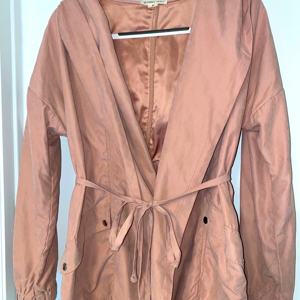 Women’s pink suede tie front jacket